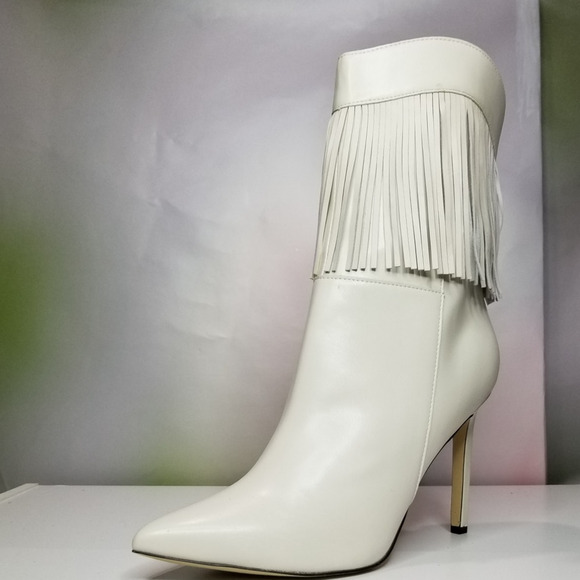 Nine West  Women's Tries Heeled Cowboy Booties Size 12 Cream NWT - Picture 1 of 6